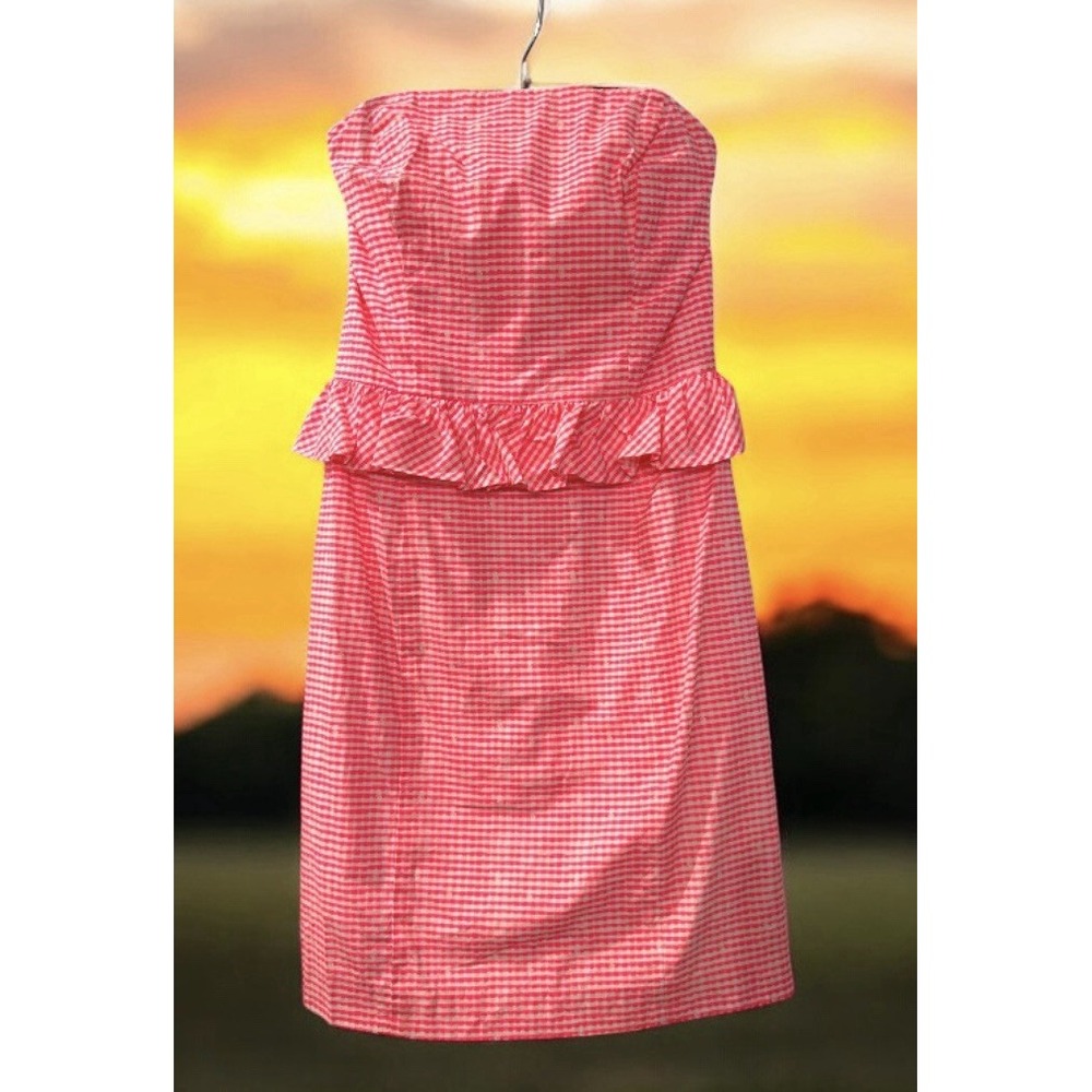 Lilly Pulitzer Women's‎ Pink Strapless Lowe Gingham Dress Size 2 Cruise Vacation - Picture 1 of 9